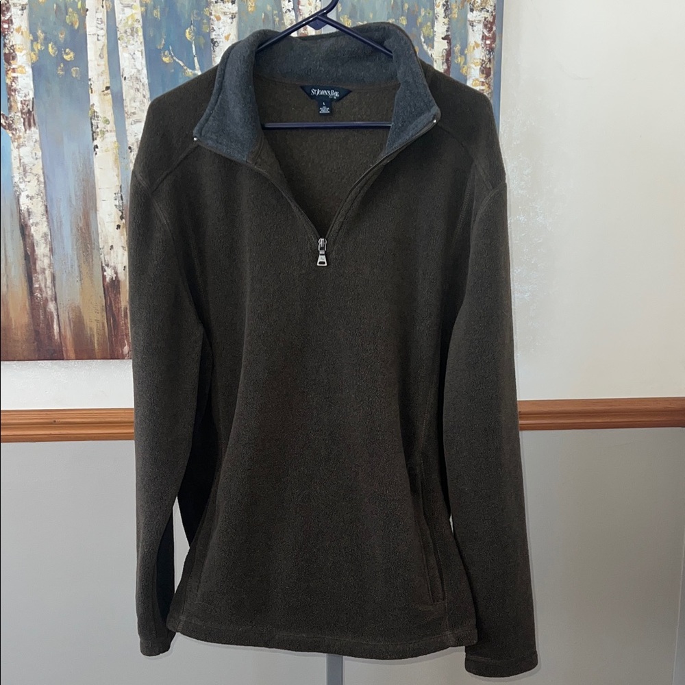 St. John's Bay Men's Brown 1/4 Zip-Up Sweater